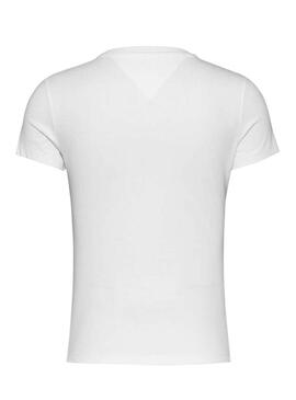 Camiseta Tommy Jeans Slim Linear branca para mulher