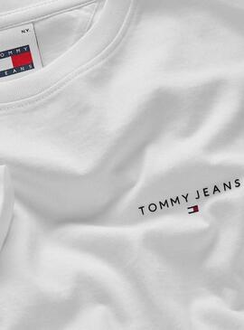 Camiseta Tommy Jeans Slim Linear branca para mulher