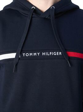 Moletom Tommy Hilfiger Chest Insert azul marinho para homem