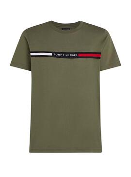 Camiseta Tommy Hilfiger Chest Insert verde para homem.