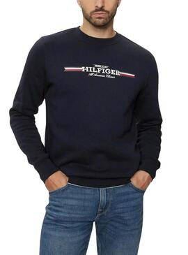 Moletom Tommy Hilfiger Stripe azul marinho para homem