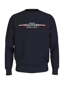 Moletom Tommy Hilfiger Stripe azul marinho para homem