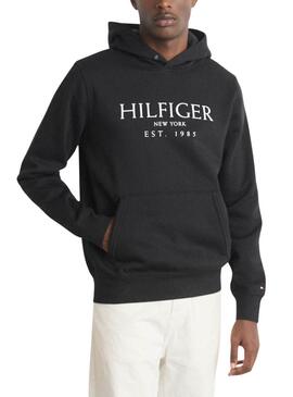 Moletom Tommy Hilfiger Big Logo preto para homem.