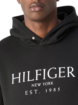 Moletom Tommy Hilfiger Big Logo preto para homem.