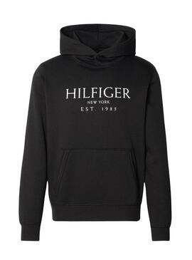 Moletom Tommy Hilfiger Big Logo preto para homem.