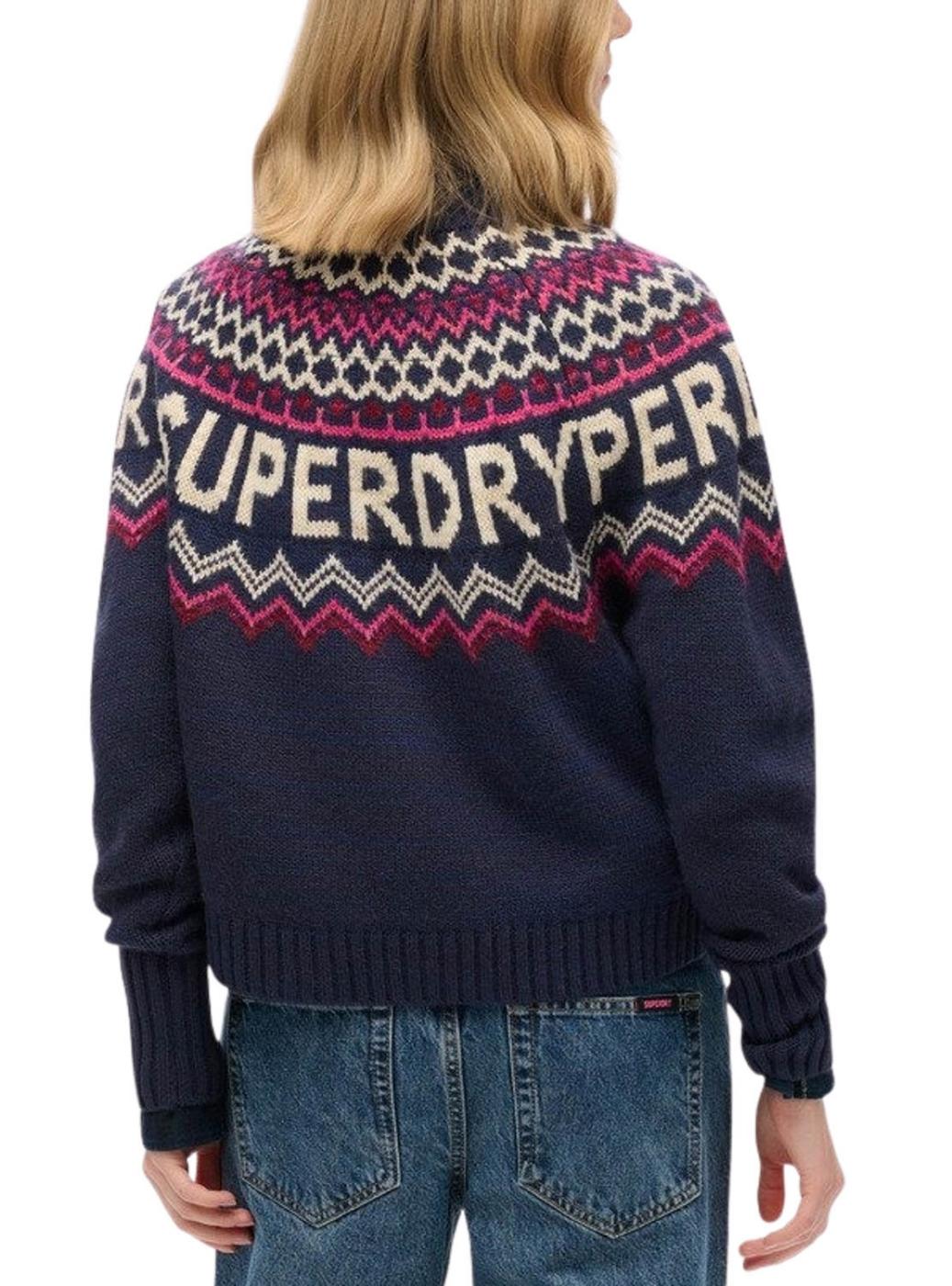 Camisola Superdry Fairisle Azul Marinho para mulher