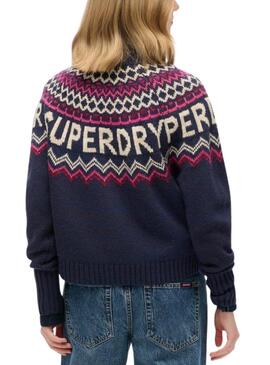 Camisola Superdry Fairisle Azul Marinho para mulher