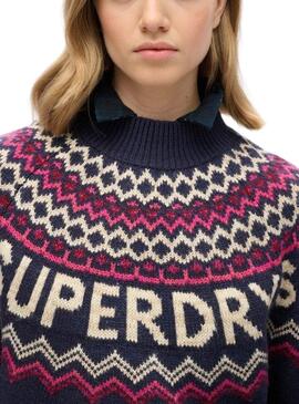 Camisola Superdry Fairisle Azul Marinho para mulher