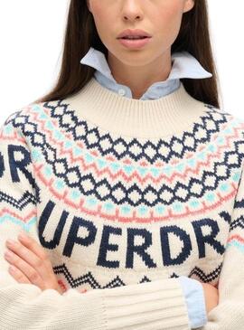 Camisola Superdry Fairisle Bege para mulher