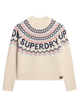 Camisola Superdry Fairisle Bege para mulher