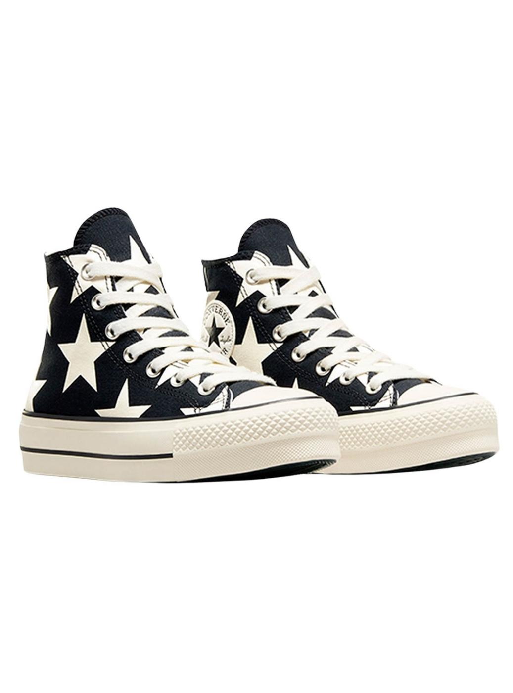 Sapatos Converse All Star Plataforma Estrelas Preto