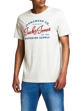 T-Shirt Jack and Jones Logotipo Branco Homem