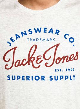T-Shirt Jack and Jones Logotipo Branco Homem