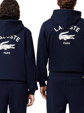 Moletom Lacoste Paris Hood Azul Marinho para mulheres e homens