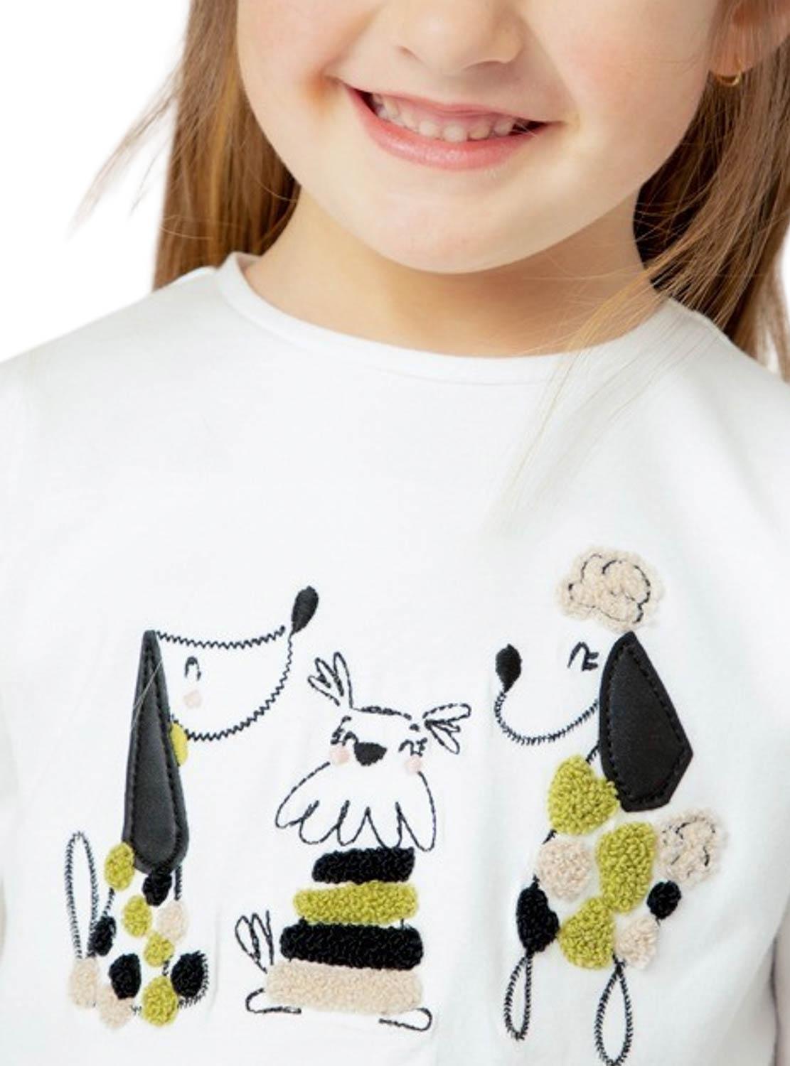 Camiseta Mayoral Whimsical Woofs branca para menina