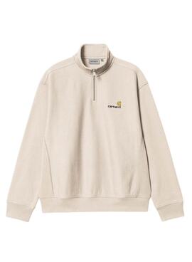 Moletom Carhartt Half Zip bege para homem