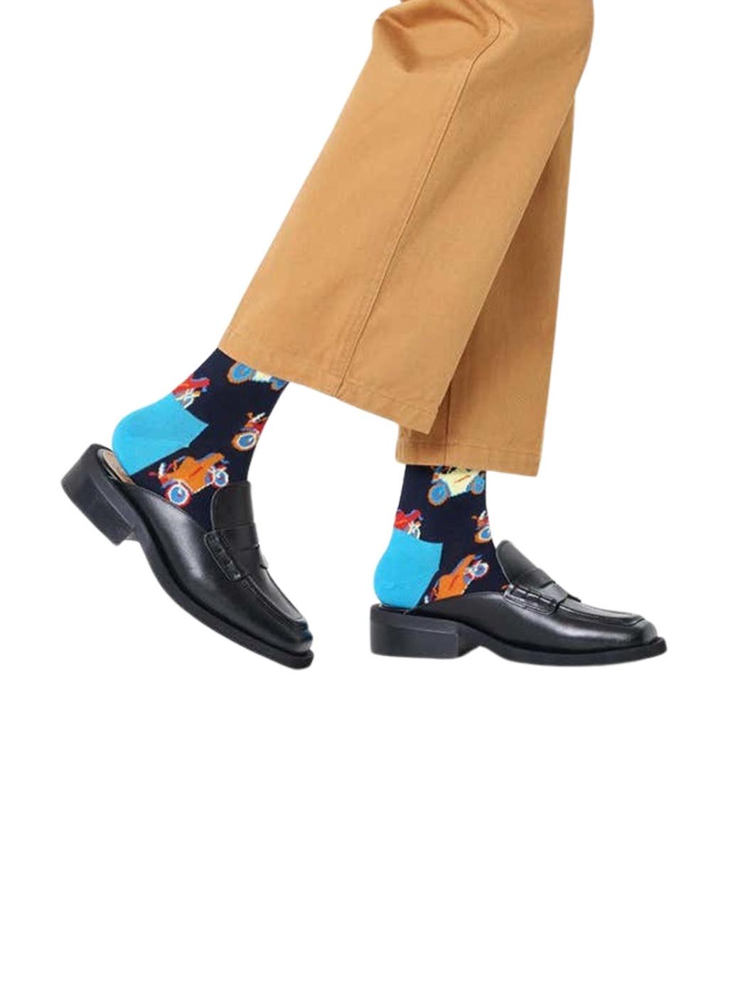 Meias Happy Socks Motor Bike Azul Marinho para mulher e homem