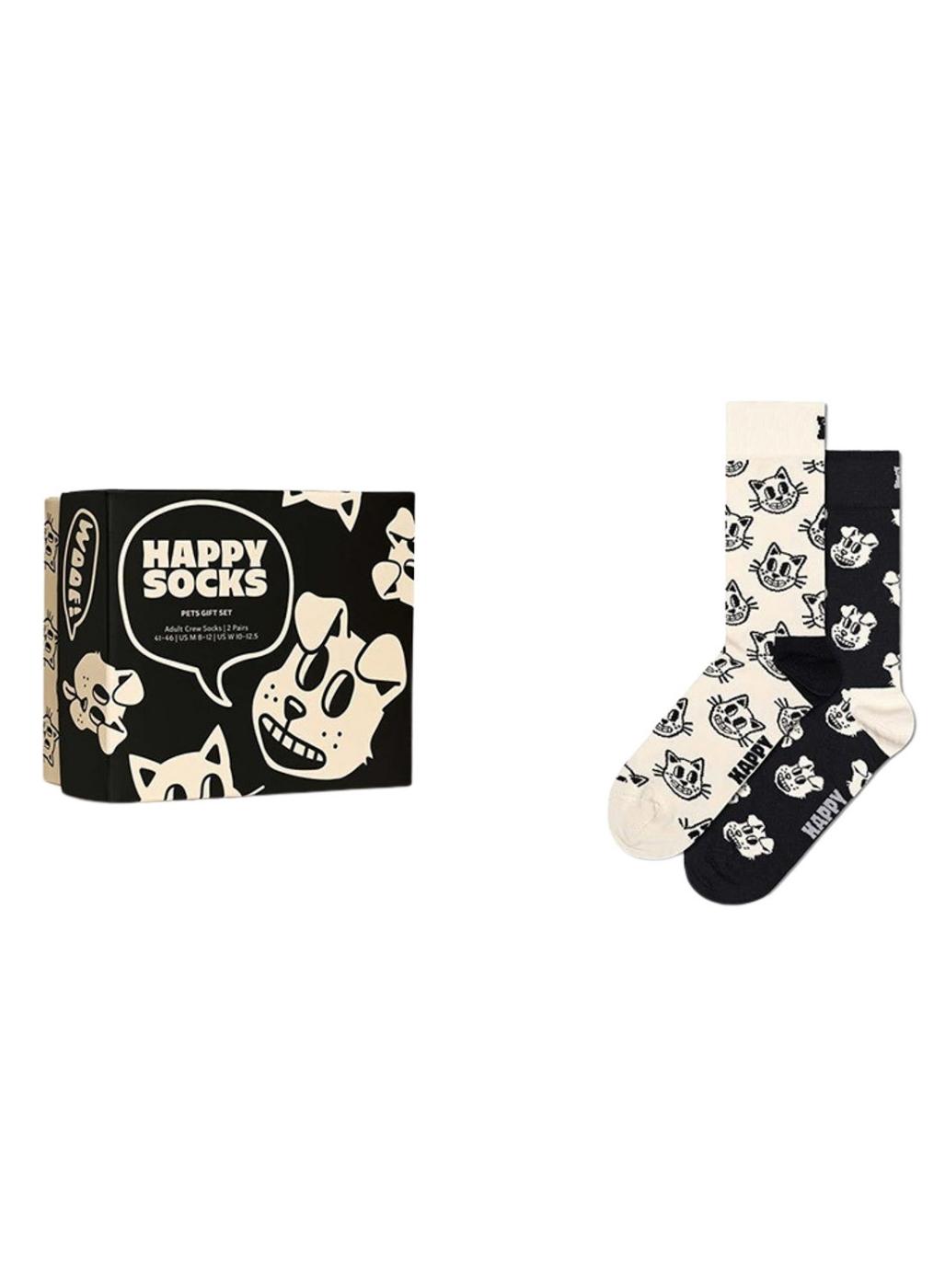 Meias Happy Socks Pets Branco e Preto para mulher e homem