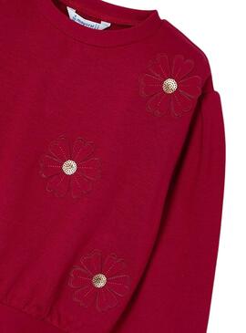 Sweatshirt Mayoral Apliques Flores Vermelho para meninas