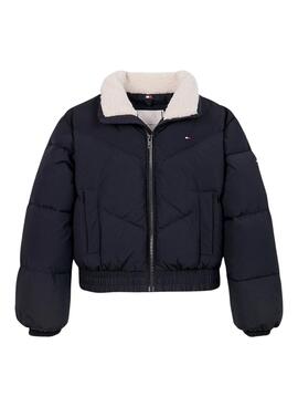 Jaqueta Tommy Hilfiger Colar Teddy Azul para menina