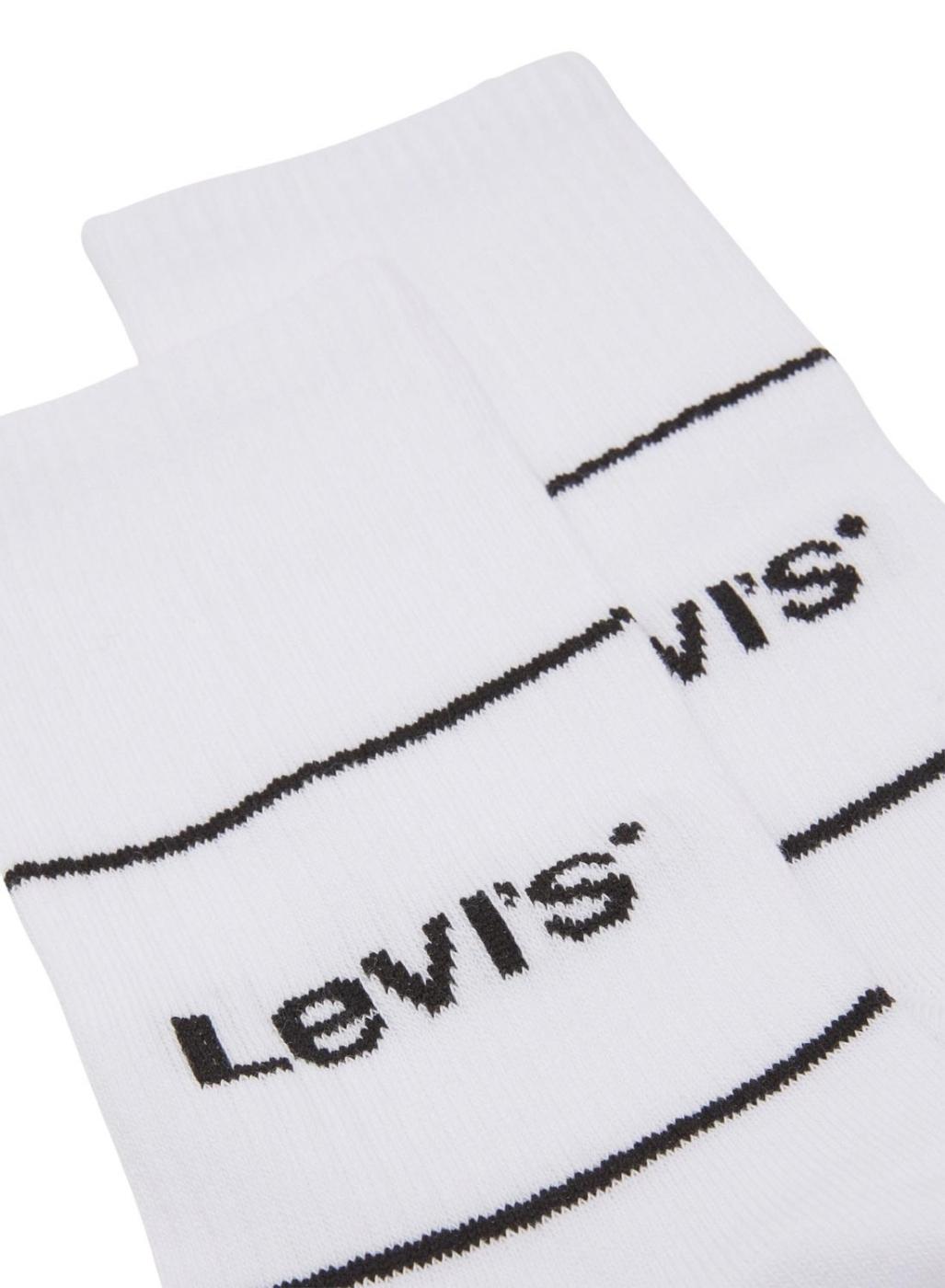 Pack de 2 Meias Levis Logo Sport Branco para homens e mulheres