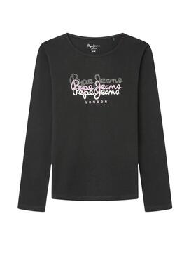 Camiseta Pepe Jeans Tianne Preta para meninas