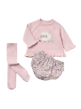 Conjunto Mayoral Camisola Flores Rosa para bebê