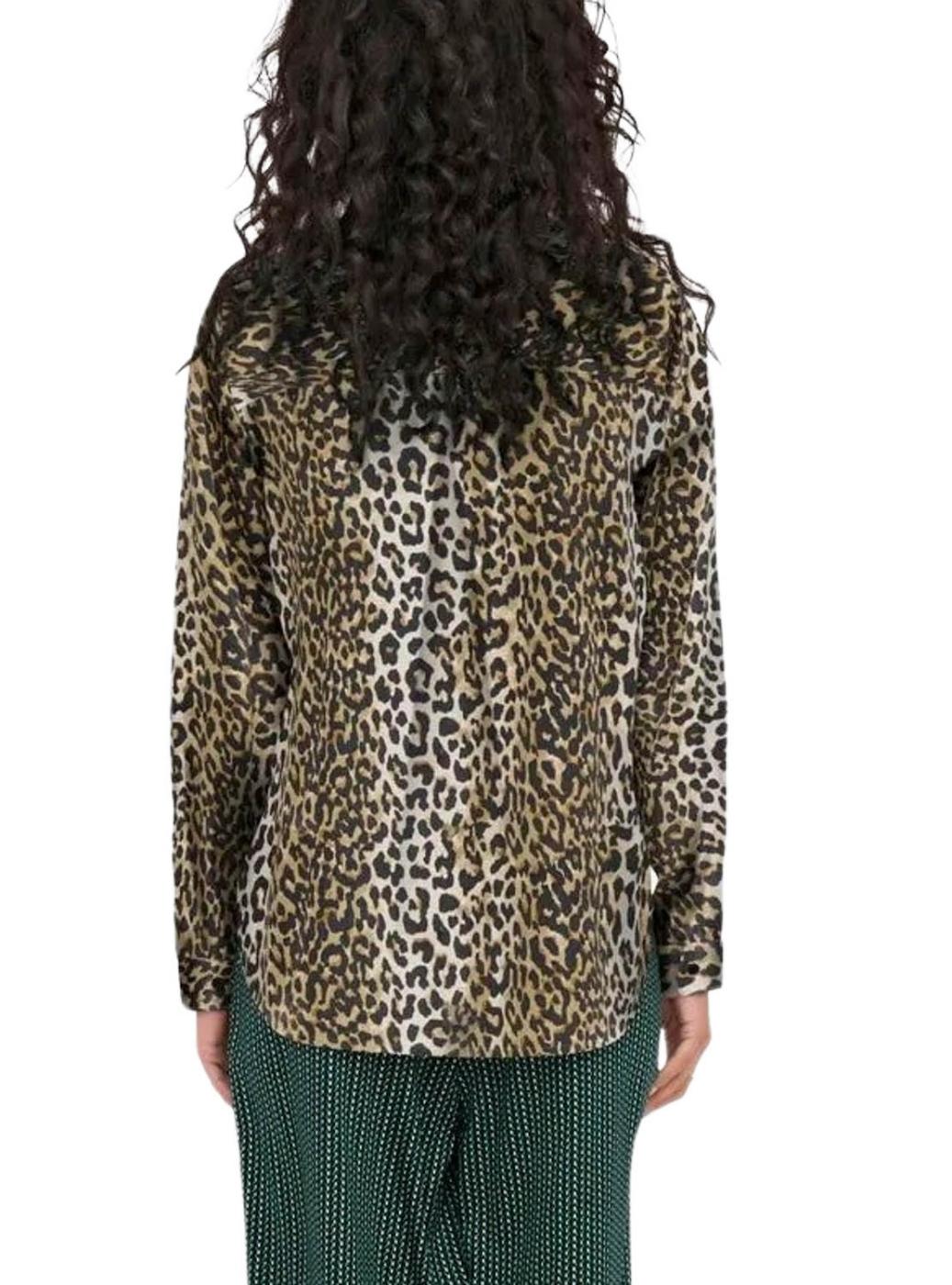 Camisa Only Jane Estampa Animal Bege para mulher