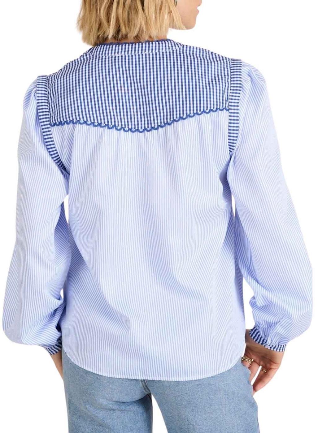 Camisa Naf Naf Cotswold Listrada Azul para Mulher