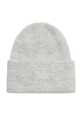 Gorro Superdry de Tricot Canaletado Cinza para Mulher