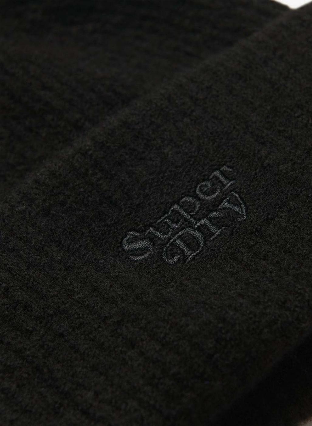 Gorro Superdry de Tricot Canaletado Preto para Mulher