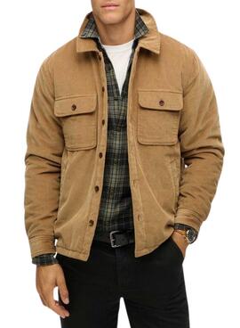 Sobrecamisa Acolchoada de Veludo Cotelê Superdry Surplus Camel para homem