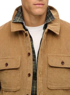 Sobrecamisa Acolchoada de Veludo Cotelê Superdry Surplus Camel para homem