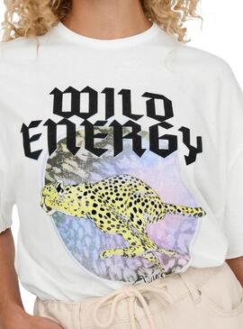 Camiseta Only Lucy Wild Energy Branco para mulher