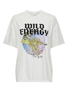 Camiseta Only Lucy Wild Energy Branco para mulher