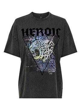 Camiseta Only Lucy Heroic Preto para mulher