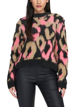 Camisola Only Wild Animal Print Rosa e Camel para mulher