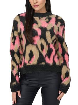 Camisola Only Wild Animal Print Rosa e Camel para mulher