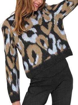 Camisola Only Wild Animal Print Rosa e Camel para mulher