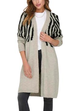 Cardigan Only Jade Zebra Bege para mulher