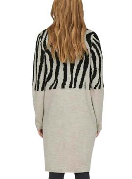 Cardigan Only Jade Zebra Bege para mulher