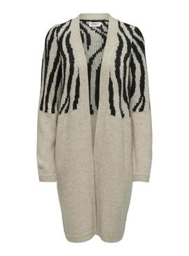 Cardigan Only Jade Zebra Bege para mulher