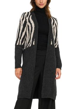 Cardigan Only Jade Zebra Preto para mulher