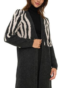 Cardigan Only Jade Zebra Preto para mulher