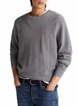 Camisola Tommy Hilfiger Structure cinza para homem.