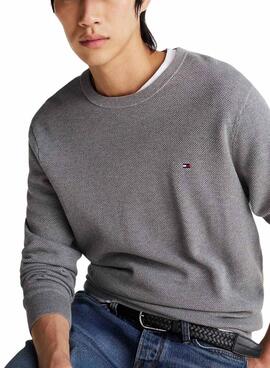 Camisola Tommy Hilfiger Structure cinza para homem.