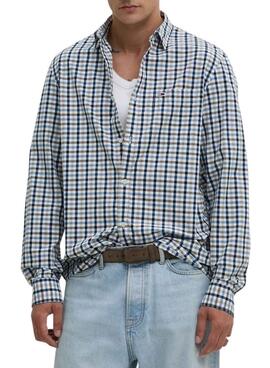 Camisa Tommy Jeans xadrez em Poplin para homem