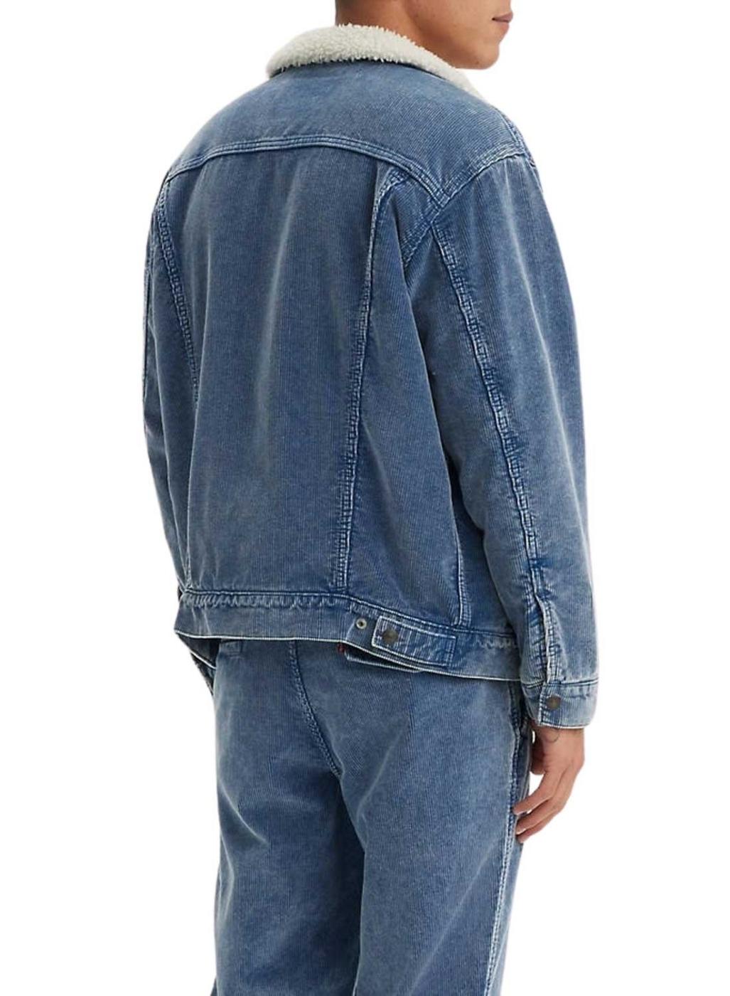 Jaqueta Levis Trucker Sherpa de Veludo Cotelê Azul para Homem