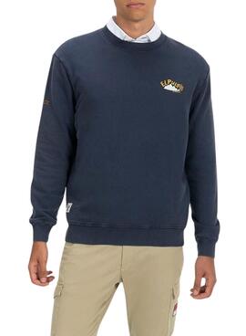 Sweatshirt El Pulpo Estampa Natureza Marinho para Homem