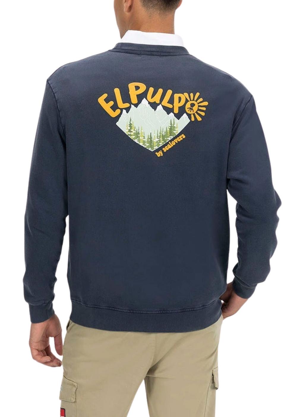 Sweatshirt El Pulpo Estampa Natureza Marinho para Homem